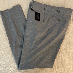 CARNOUSTIE‎ Windowpane Flat Front Stretch Wool Trouser in Gray Size 40 NWT $225